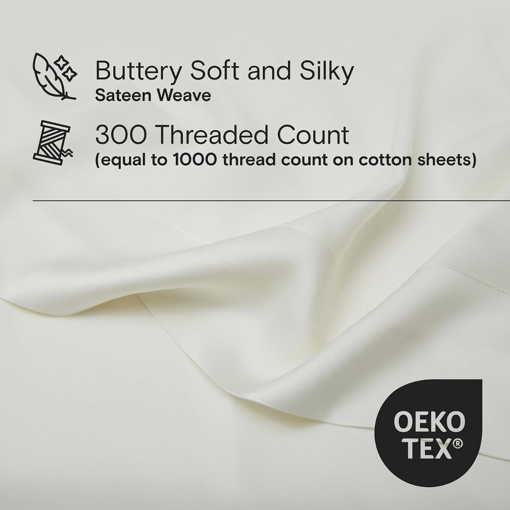 NWT Sijo AiryWeight Eucalyptus Sheet Set-4pc 2 Pillowcases 2 Sheets King Ivory - Picture 6 of 7
